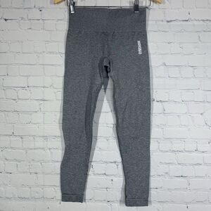 Gymshark Seamless Leggings Women Small  Gray Leg Logo Activewear Gym Training